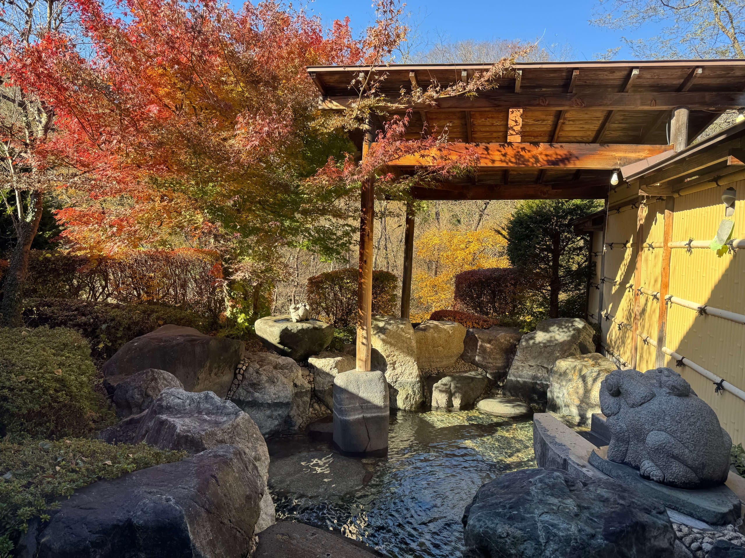 紅葉に囲まれた露天風呂